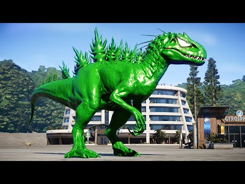 Irex, TRex, Spinosaurus, Indoraptor Dinosaur Fighting in Isla Pena Jurassic World Evolution