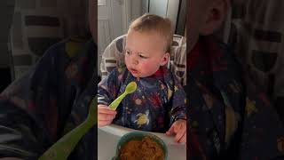 Baby reaction to homemade food #baby #funny 🥘 😂
