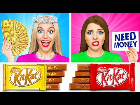 Gadis Kaya vs Gadis Miskin Fondue Coklat Tantangan | Pertempuran Makanan Epik Multi DO Fun Challenge