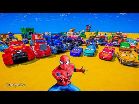 Disney Pixar Cars Racing Toys | Lightning McQueen, Police Car, Mack Truck Hauler, 8x8 Monster Trucks