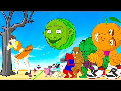 What If HULK, SPIDERMAN, UDINDINDINDUN & Italian Brainrot Animals Played Squid Game 3? | 오징어 게임 3