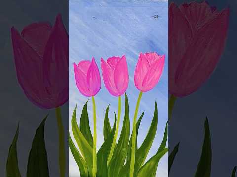 acrylic easy art tulip 🌷 🌷🌷🌷 flower painting #tulip #easydrawing #shorts #art