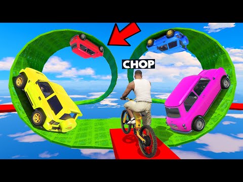 GTA 5 CHOP AND FROSTY TURN THE CARS UPSIDE DOWN PARKOUR