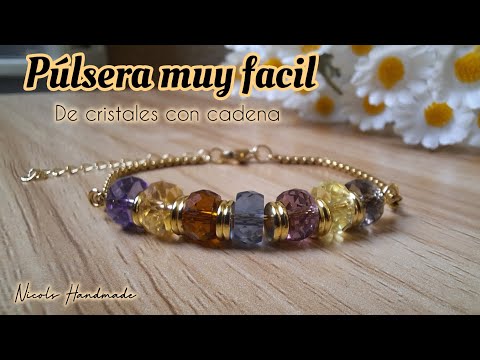 Realiza esta Pulsera de Cristales con cadena ✨️🎀 #diy #handmade #youtube