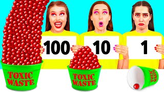 100 खाद्य परतें चुनौती | मजेदार भोजन की स्थिति Fun Challenge