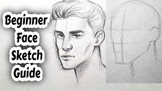 Quick & Easy Face Sketching For Beginners | How To Draw a Face (Male) | Drawing Head & Face Basics