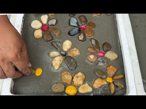 WOW .Unique garden decoration ideas from cement and pebbles /Make flower pots at home from pebbles