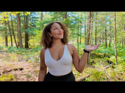 ASMR In The Woods 🍃🐻(clicky whisper, hand movements, leaf crunch, natural asmr sounds)🇨🇦🏕️