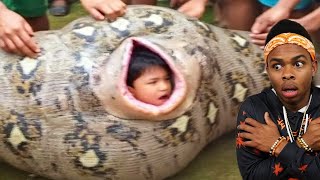 he got trapped inside a snake then..