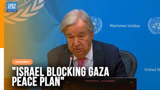 YouTube video thumbnail: UN Chief Guterres Says Israel Is Blocking Gaza Peace Plan