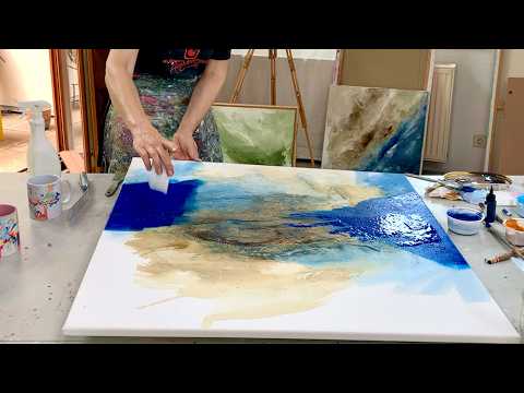 EASY Acryl Malerei - Anfänger: Textur- und fliessen lassen - grosse Leinwand