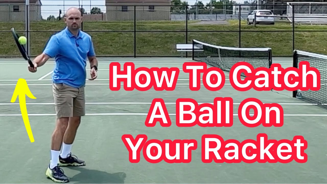 How To Catch A Tennis Ball On Your Racket (Tennis Trick Shot)￼