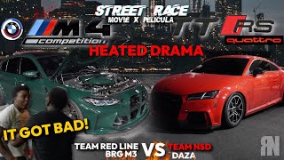MAJOR DRAMA NYC AUDI TTRS DAZA VS S58 G80 M3 STREET RACING HE GAVE HIM WHAT  #bmw #audi #ttrs #bmwm4