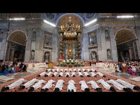 YouTube video thumbnail: Pope Leo Ordains 32 Priests on the Feast of the Sacred Heart of Jesus