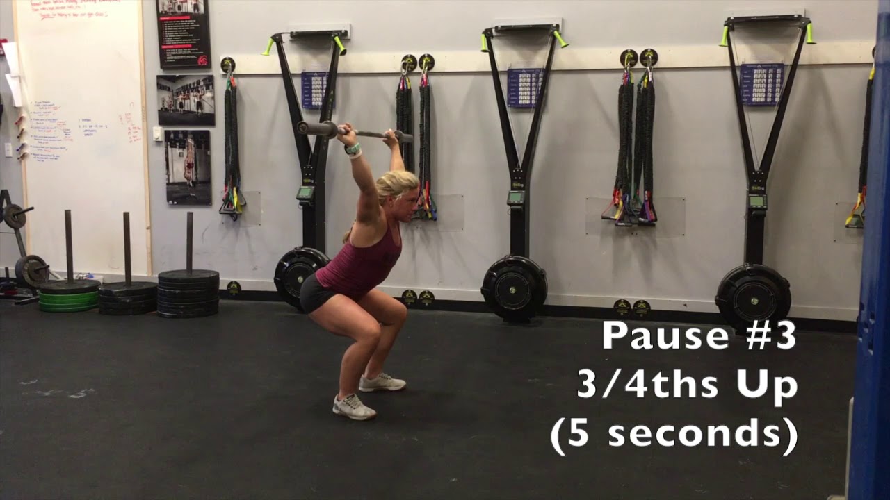 Overhead Squat avec pauses (3 positions) avec barre