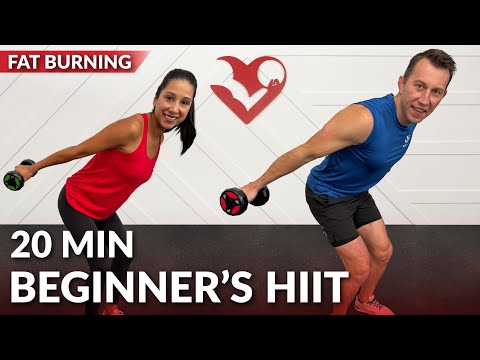 20 Min Beginners HIIT Workout for Fat Loss - No Jumping No Repeat Easy Low Impact with Weights