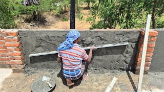Plastering Techniques_Roof Brick Handwall Plastering with Cement|Terrace Wall Perfect Plastering 