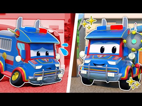 ¡Oh, no! SUPER CAMION POLICIA es ATACADO por ANIMALES GIGANTES | Carros de Emergencia | Reparación