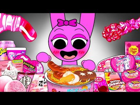 INCREDIBOX SPRUNKI - PINKI Best of Dessert PINK Food Mukbang Animation | ASMR