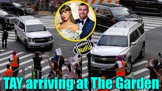 OMG! Taylor Swift arrives at Madison Square Garden ahead of her wedding to Travis Kelce.