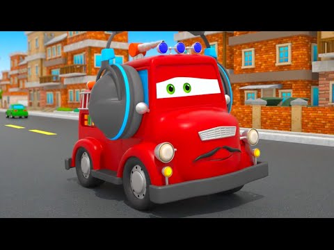 Police Car Helps Red Fire Truck bring back headphones  | Motorville - Car Cartoon for Kids