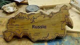 Дубовая карта России часы.