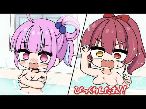 How would Hololive Members react to getting peeped at? w/ Marine & Kanata【Hololive AnimatedClip】