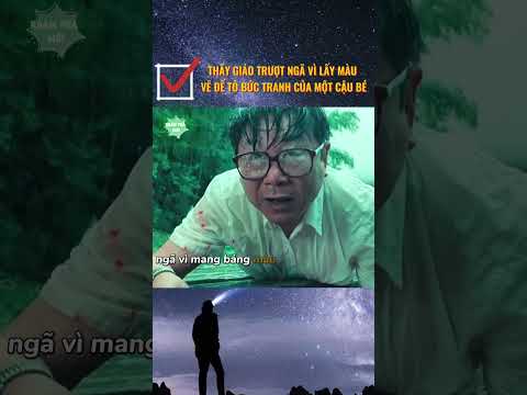 Cậu bé vẽ một bức tranh về ngôi trường tương lai và được thầy giáo tô màu