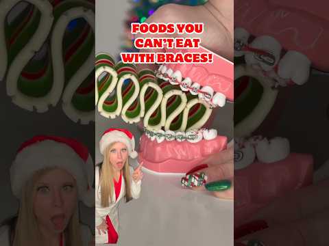FOODS YOU CAN'T EAT WITH BRACES 👀 ORTHODONTIST REACTS CRUNCHY RIBBON CANDY FOOD ASMR #shorts