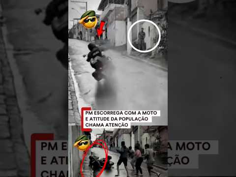 Ele escorreg@ com a moto rua molhada e o que acontece depois surpreende...#pm #shortsviral #shorts