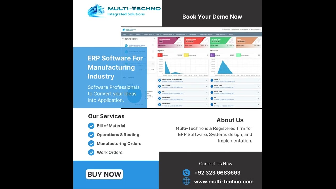ERP Software for Manufacturing business | 05.01.2023

Best ERP Software for your business Book your Free Demo Now Contact Us for More Information Phone # +92 323 6683663 Visit ...
