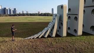 The LARGEST Domino Simulation EVER Attempted on Real Footage