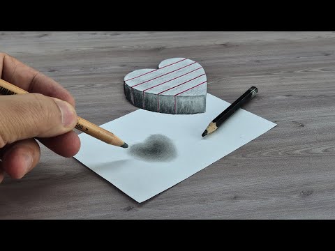 3d drawing on paper for valentine's day