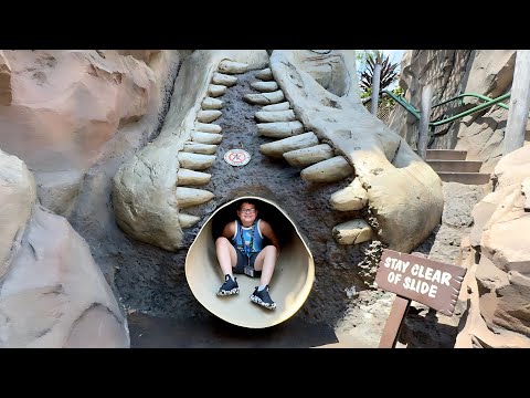 JURASSIC PARK PLAYGROUND! Caleb Plays at DINOSAUR Playground and Splash Pad for Kids!