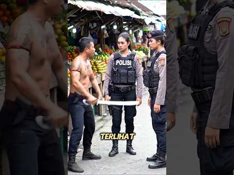 Aksi Preman sok jago nantangin Polwan #shorts