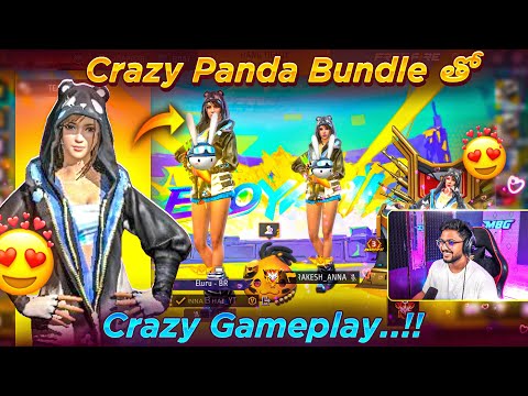 Munna Bhai OP Crazy Panda Bundle Only Gameplay 🔥 - Free Fire Telugu - MBG ARMY