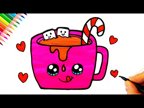 Sıcak Çikolata Çizimi - How to Draw a Hot Chocolate - Sevimli Bardak Çizimi - Cute Drawing Easy