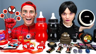 Red Food VS Black Food Challenge 레드 블랙 푸드 챌린지 ASMR MUKBANG by Honey