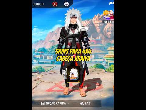 skins para 4x4 versão cabeça Jiraiya #FreeFire #NarutoShippuden #pobrelk
