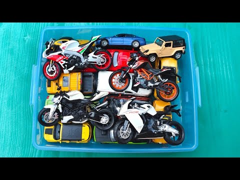 Box Full of Collection Bikes and Cars Model