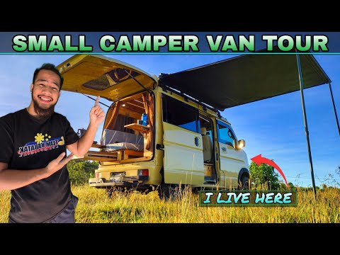 I LIVE inside my mini camper van. VAN TOUR.