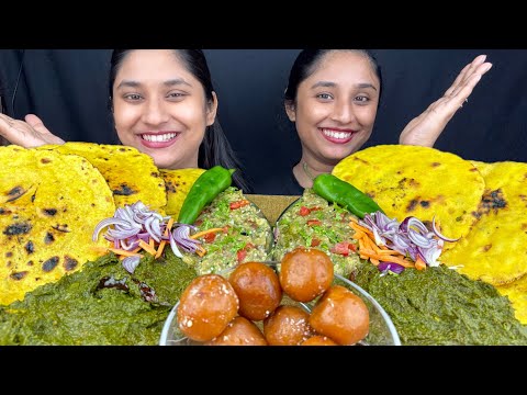 Winter Special Makke ki Roti,Sarso Da Saag with Baingan Bharta and Sweet Eating Challenge|Punishment