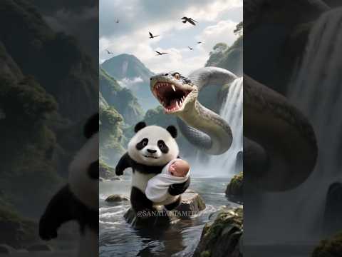 Bear 🐻 Saves The Baby From Gaint Python Snake 🐍 #shorts #ai #funny #babyanimals #animalworld