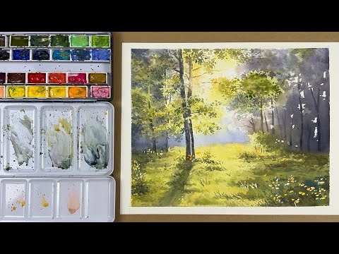 Creating Light Effects in Morning Forest with Watercolors