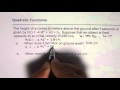 Rocket Motion and Quadratic Functions