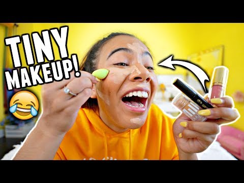 TINY MAKEUP CHALLENGE!! Full face of ONLY tiny makeup products.