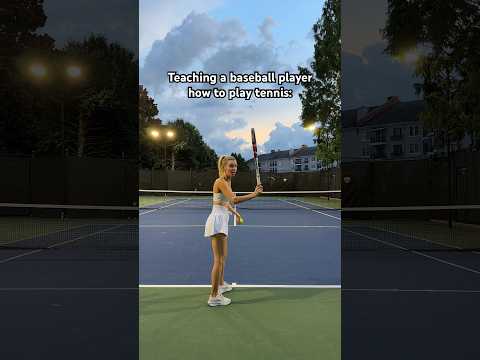 Teaching a baseball player how to play tennis #tennis #tennisplayer #tennisgirl #baseballplayer