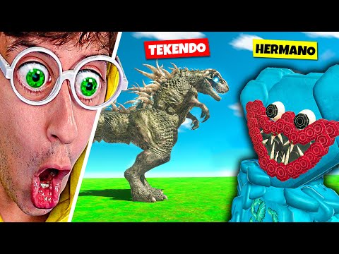 HUGGY WUGGY vs GODZILLA 🦖!! (Batalla por Equipos vs HERMANO) | Animal Battle Simulator TEKENDO