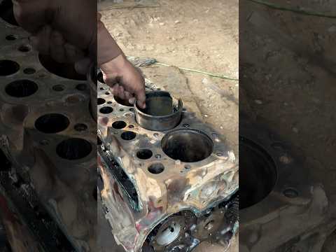 Remove Sleeves from a Six Cylinder Diesel Engine Block #shorts #shortsfeed #fyp