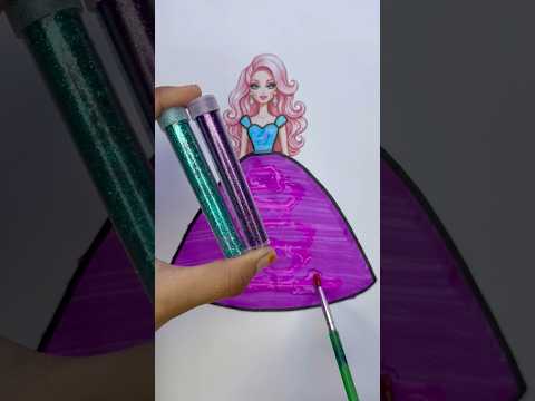 DIY Barbie Girl Princess Dress ๐ฉต๐ For Glitter ๐#youtubeshorts #glitterart #barbiegirl